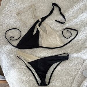 Black and Cream Bikini Set